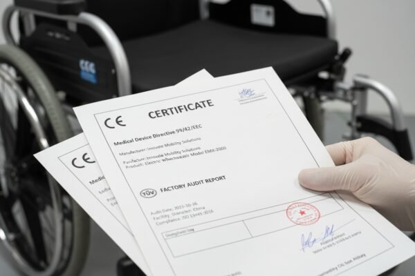 Essential manufacturing certifications like ISO 13485 and CE for global electric wheelchair quality (ID#3)