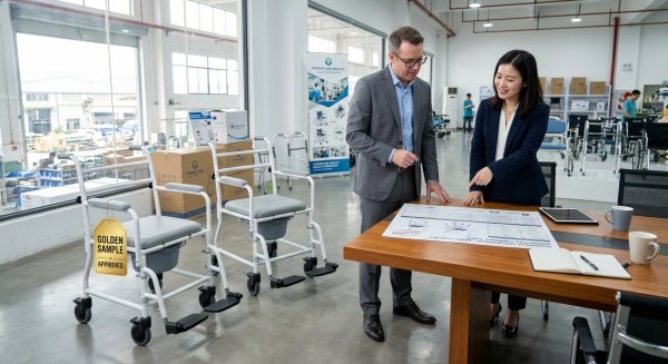 Professional mobile commode chair showroom in China showcasing quality medical equipment samples for mass production (ID#1)