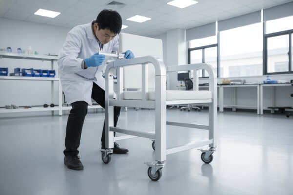 Durable stainless steel or aluminum frames with welded joints for safe bariatric patient support (ID#3)