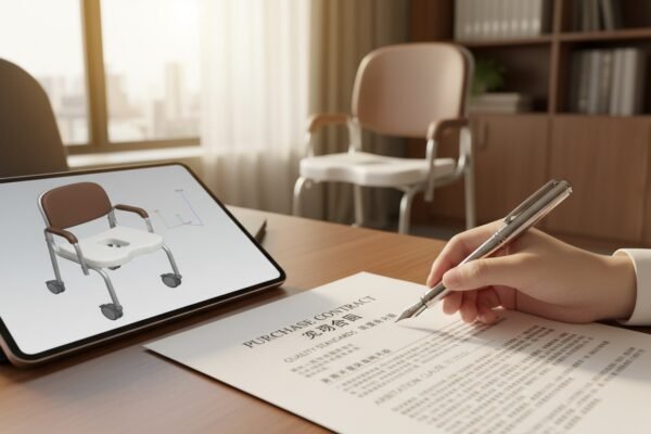 Solid purchase contract preventing disputes with Chinese mobile commode chair suppliers (ID#3)